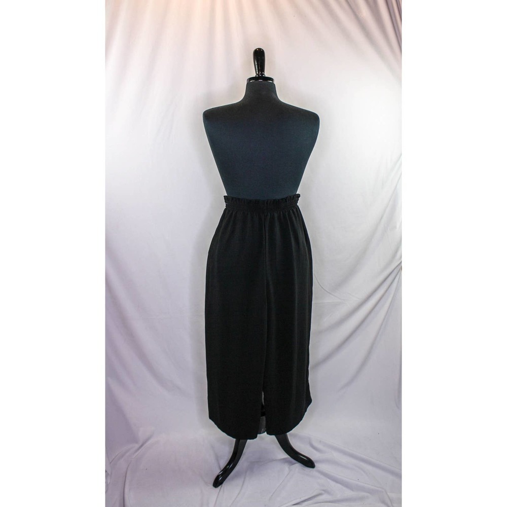 Ijoah Pants Short Wide Leg Paper Bag Waist Elastic Tie Belt Black Size M - Picture 2 of 3